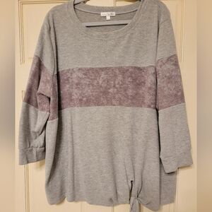 Gray and Purple Colorblock Sweater
